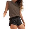 imageAvanova Womens Shoulder Pad Tank Top Sleeveless Casual Summer Round Neck TShirtBrown