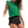imageAvanova Womens Shoulder Pad Tank Top Sleeveless Casual Summer Round Neck TShirtDark Green