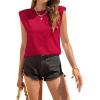 imageAvanova Womens Shoulder Pad Tank Top Sleeveless Casual Summer Round Neck TShirtRed B