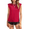 imageAvanova Womens Shoulder Pad Tank Top Sleeveless Casual Summer Round Neck TShirtRed B
