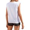 imageAvanova Womens Shoulder Pad Tank Top Sleeveless Casual Summer Round Neck TShirtWhite