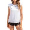 imageAvanova Womens Shoulder Pad Tank Top Sleeveless Casual Summer Round Neck TShirtWhite