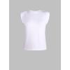 imageAvanova Womens Shoulder Pad Tank Top Sleeveless Casual Summer Round Neck TShirtWhite