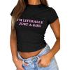 imageAvanova Women Cotton Tshirt Basic Short Sleeve Crop Top Ruched Fitted Baby Tee ShirtsBlack Girl