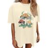 imageAvanova Women Letter Graphic Print Oversized Tee Shirt Short Sleeve Loose Fit TopsBeige Mushroom