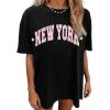 imageAvanova Women Letter Graphic Print Oversized Tee Shirt Short Sleeve Loose Fit TopsBlack D