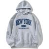 imageAvanova Women New York Graphic Hoodie Oversized Drawstring Long Sleeve Sweatshirt with Kangaroo PocketGrey