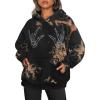 imageAvanova Women Tie Dye Skull Graphic Hoodie Oversized Long Sleeve Pullover Sweatshirt with PocketTie Dye Hand