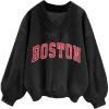 imageAvanova Women USA Graphic V Neck Sweatshirts Top Drop Shoulder Long Sleeve Pullover ShirtBlack B
