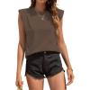 imageAvanova Womens Shoulder Pad Tank Top Sleeveless Casual Summer Round Neck TShirtBrown