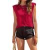 imageAvanova Womens Shoulder Pad Tank Top Sleeveless Casual Summer Round Neck TShirtRed B