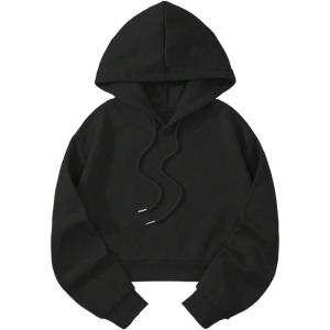 imageAvanova Women Los Angeles Graphic Drawstring Crop Hoodie Long Sleeve Drop Shoulder Pullover SweatshirtBlack B