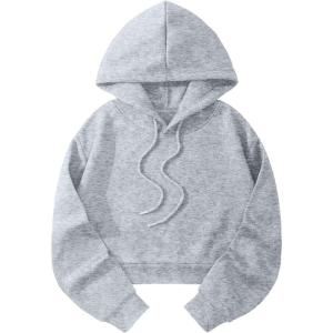 imageAvanova Women Los Angeles Graphic Drawstring Crop Hoodie Long Sleeve Drop Shoulder Pullover SweatshirtGrey