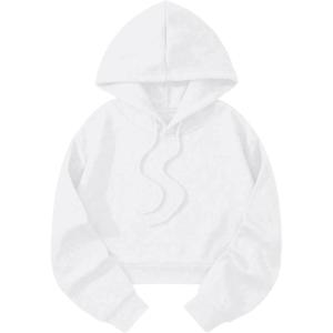 imageAvanova Women Los Angeles Graphic Drawstring Crop Hoodie Long Sleeve Drop Shoulder Pullover SweatshirtWhite