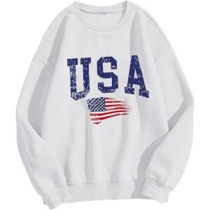 imageAvanova Women USA Flag Graphic Oversized Sweatshirt Crewneck Long Sleeve Pullover ShirtsWhite a