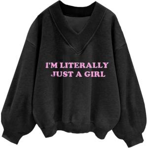 imageAvanova Women USA Graphic V Neck Sweatshirts Top Drop Shoulder Long Sleeve Pullover ShirtBlack G
