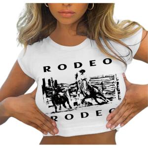 imageAvanova Womens Letter Print Tee Short Sleeve Round Neck Slim Fit Crop Top T ShirtWhite G