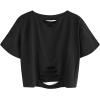 imageAvanova Women Distressed Loose Crop Top Oversized Short Sleeve Ripped Tee ShirtBlack Floralg