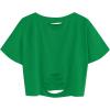imageAvanova Women Distressed Loose Crop Top Oversized Short Sleeve Ripped Tee ShirtGreen