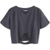imageAvanova Women Distressed Loose Crop Top Oversized Short Sleeve Ripped Tee ShirtGrey Floral