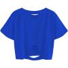 imageAvanova Women Distressed Loose Crop Top Oversized Short Sleeve Ripped Tee ShirtRoyal Blue