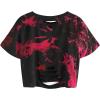 imageAvanova Women Distressed Loose Crop Top Oversized Short Sleeve Ripped Tee ShirtTie Dye Red