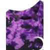 imageAvanova Women Graphic Oversized Ripped Boxy Tee Shirt Distressed Short Sleeve Crop TopTie Dye Purple