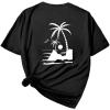 imageAvanova Women Graphic Oversized TShirt Short Sleeve Letter Print Loose Tee TopBlack Beach