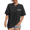 imageAvanova Women Graphic Oversized TShirt Short Sleeve Letter Print Loose Tee TopBlack Ny
