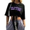 imageAvanova Women Graphic Tee Tie Front Short Sleeve Crop Top Oversized T ShirtBlack