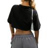 imageAvanova Women Graphic Tee Tie Front Short Sleeve Crop Top Oversized T ShirtBlack