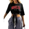 imageAvanova Women Graphic Tee Tie Front Short Sleeve Crop Top Oversized T ShirtBlack Bk