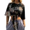 imageAvanova Women Graphic Tee Tie Front Short Sleeve Crop Top Oversized T ShirtBlack Brown La