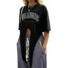 imageAvanova Women Graphic Tee Tie Front Short Sleeve Crop Top Oversized T ShirtBlack La