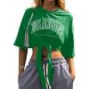 imageAvanova Women Graphic Tee Tie Front Short Sleeve Crop Top Oversized T ShirtGreen