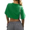 imageAvanova Women Graphic Tee Tie Front Short Sleeve Crop Top Oversized T ShirtGreen