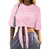 imageAvanova Women Graphic Tee Tie Front Short Sleeve Crop Top Oversized T ShirtPink