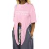 imageAvanova Women Graphic Tee Tie Front Short Sleeve Crop Top Oversized T ShirtPink