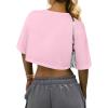imageAvanova Women Graphic Tee Tie Front Short Sleeve Crop Top Oversized T ShirtPink