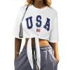 imageAvanova Women Graphic Tee Tie Front Short Sleeve Crop Top Oversized T ShirtWhite Usa