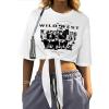 imageAvanova Women Graphic Tee Tie Front Short Sleeve Crop Top Oversized T ShirtWhite Ww