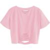 imageAvanova Women Tie Dye Graphic Ripped Tee Shirt Oversized Short Sleeve Distressed Crop TopHot Pink