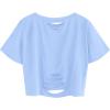 imageAvanova Women Tie Dye Graphic Ripped Tee Shirt Oversized Short Sleeve Distressed Crop TopLetter Blue