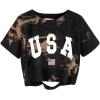 imageAvanova Women Tie Dye Graphic Ripped Tee Shirt Oversized Short Sleeve Distressed Crop TopTie Dye Brown