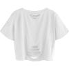 imageAvanova Women Tie Dye Graphic Ripped Tee Shirt Oversized Short Sleeve Distressed Crop TopUsa White