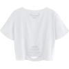 imageAvanova Women Tie Dye Graphic Ripped Tee Shirt Oversized Short Sleeve Distressed Crop TopWhite Cherry