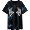 imageAvanova Women Tigers Graphic Oversized Tee Top Short Sleeve Loose Crewneck Summer TShirtBlack Blue Tiger