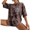 imageAvanova Women Tigers Graphic Oversized Tee Top Short Sleeve Loose Crewneck Summer TShirtBlack Brown