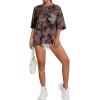 imageAvanova Women Tigers Graphic Oversized Tee Top Short Sleeve Loose Crewneck Summer TShirtBlack Brown
