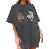 imageAvanova Women Tigers Graphic Oversized Tee Top Short Sleeve Loose Crewneck Summer TShirtGrey F